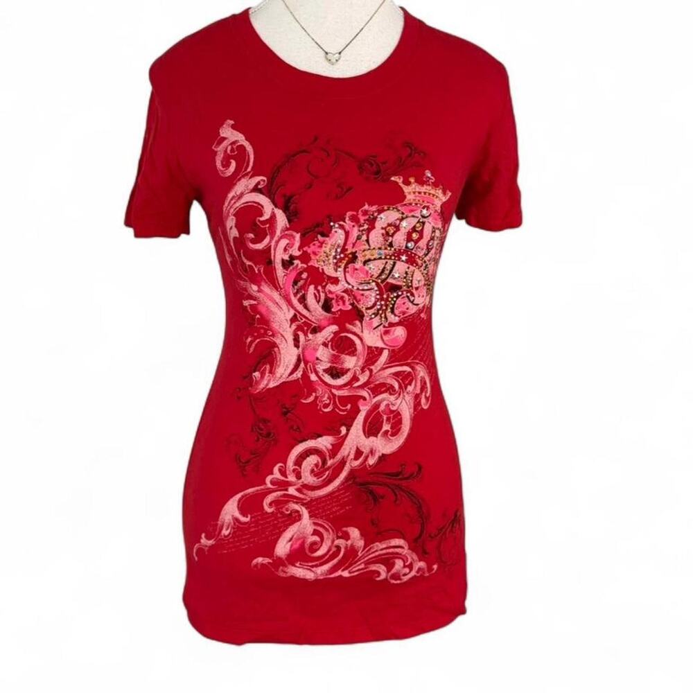 Sugar & Rox Alternative Y2K 2000s Grunge Styled Red Short Sleeve top size M